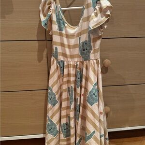 Striped Cream and Green Kids Dress